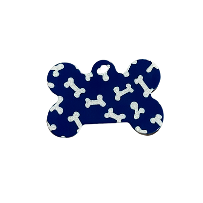 Placa de Identificación Azul con Huesitos - Personalizable