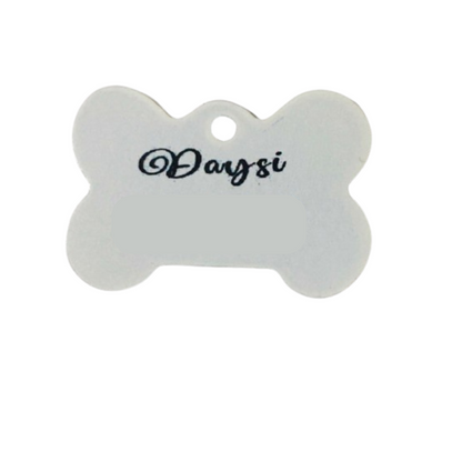 Placa de Identificación Blanca con Perritos - Personalizable