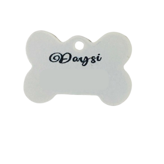 Placa de Identificación Blanca con Perritos - Personalizable