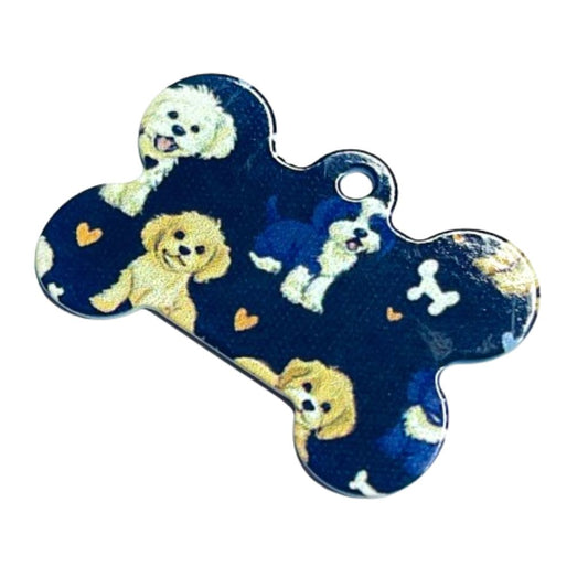 Placa de Identificación azul con perritos- Personalizable