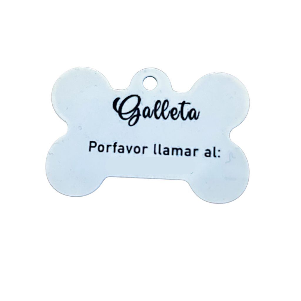 Placa de Identificación Azul con Huesitos - Personalizable
